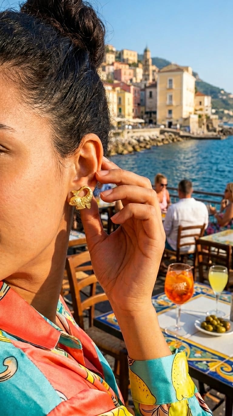 Orecchini pesci oro fatti a mano