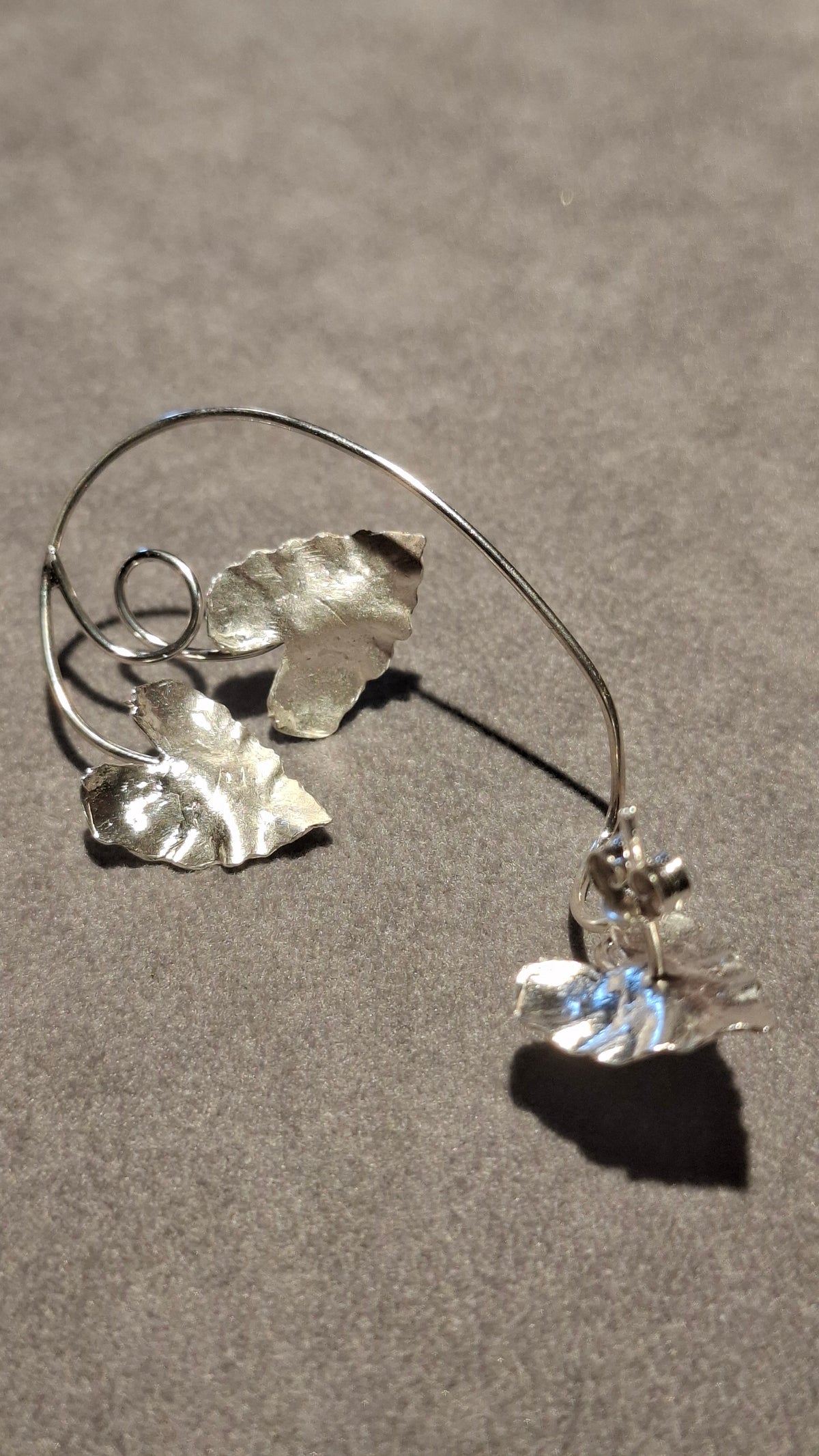 Orecchino earcuff argento foglia colocasia