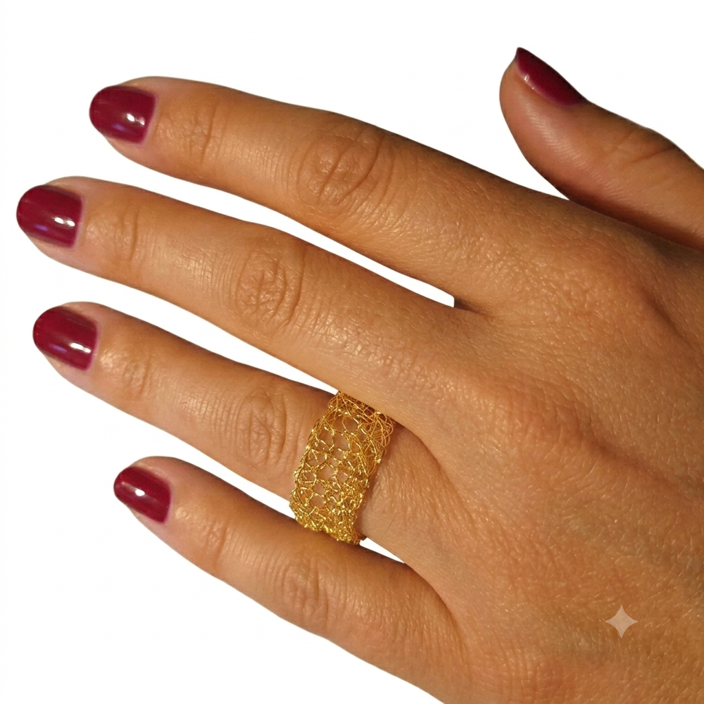 Anello fatto a mano in argento 925 bagnato oro
