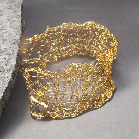Bracciale Artigianale "Intrecci" - Argento Placcato  Oro